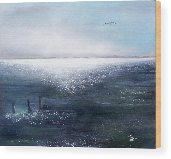 Seascape Wood Print featuring the painting Sea of Glass by Tony Rodriguez