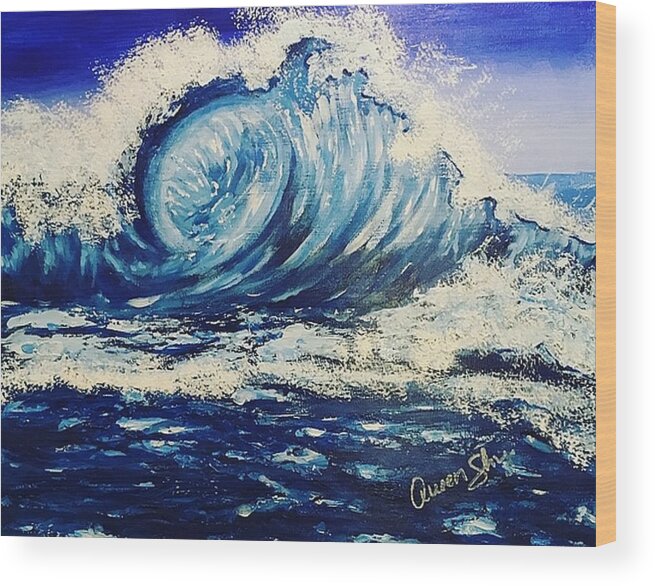 Ocean Wood Print featuring the painting Sea Spray by Queen Gardner