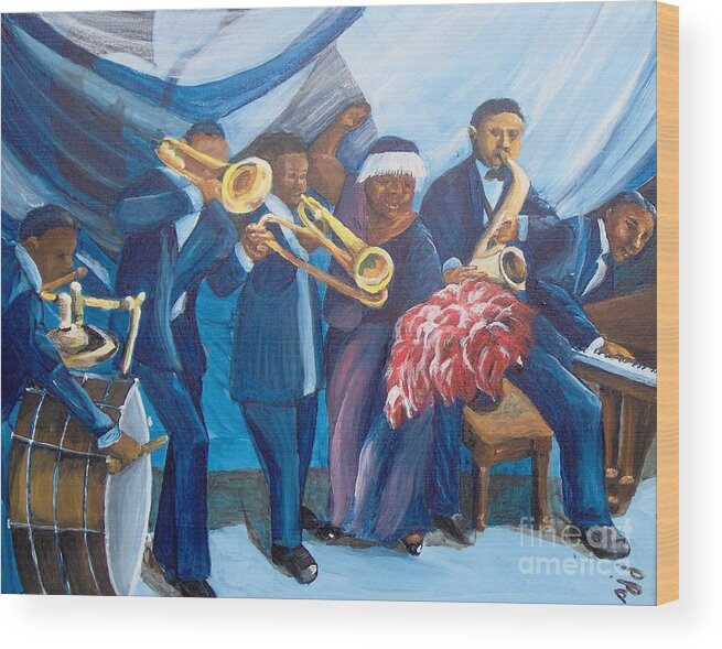 African-american Wood Print featuring the painting See the Music by Saundra Johnson