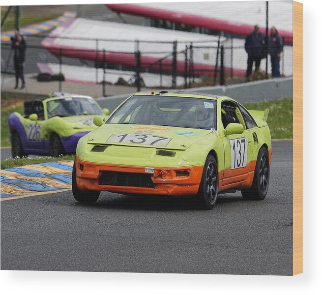 Sports Wood Print featuring the photograph Seize-Z-um and Ra-D-um -- Half-Life Racing at the 24 Hours of LeMons Race, Sonoma California by Darin Volpe