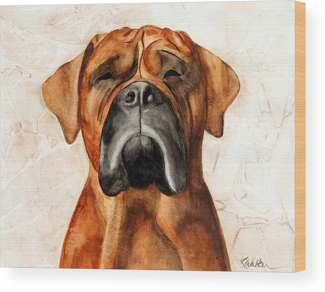 Dog Wood Print featuring the painting Shades Watercolor by Kimberly Walker