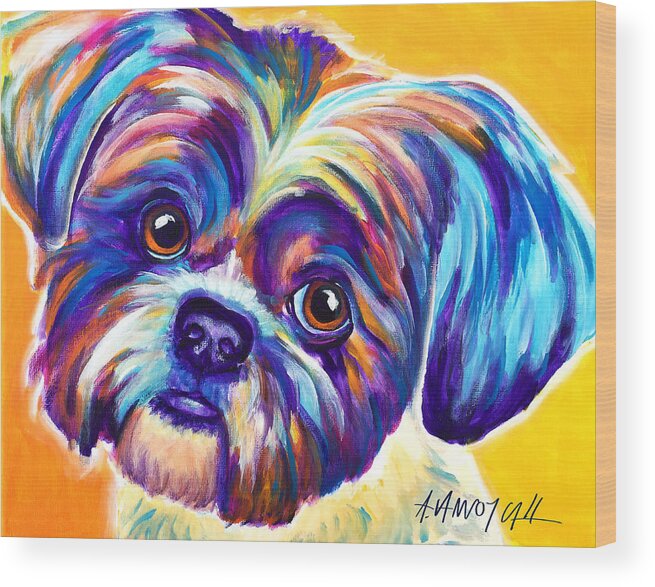 Shih Tzu Wood Print featuring the painting Shih Tzu - Dreamy by Dawg Painter