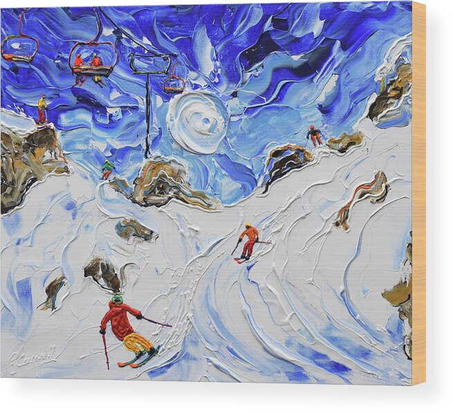 Morzine Wood Print featuring the painting Shreddin by Pete Caswell