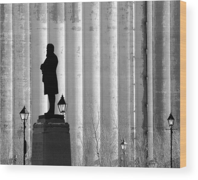 Father Of The Port (john Young) Wood Print featuring the photograph Silence in front of the silo's by Russell Styles