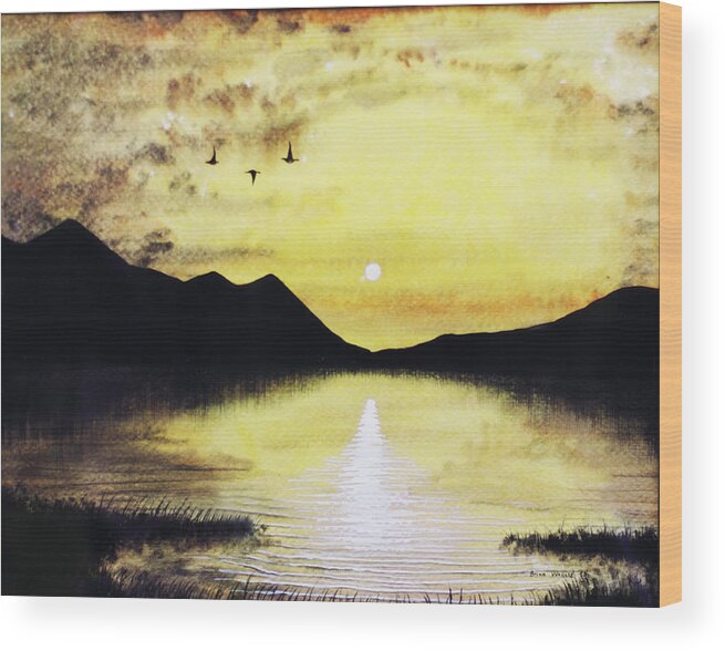 2d Wood Print featuring the painting Silhouette Lagoon by Brian Wallace