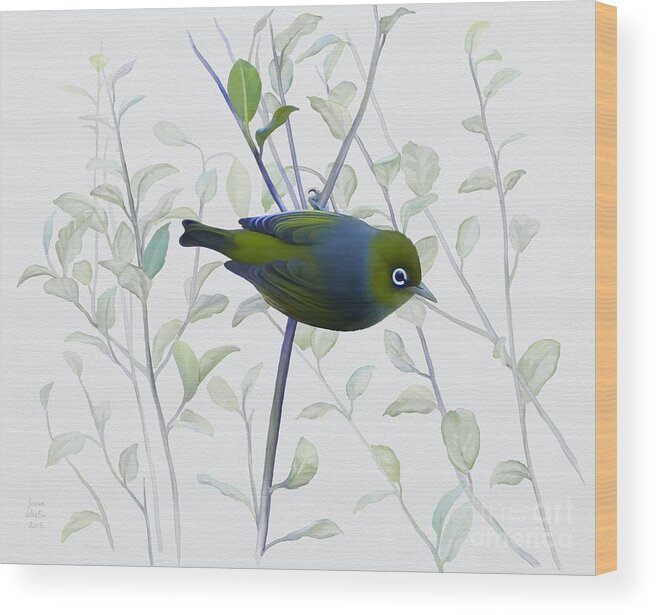 Silvereye Wood Print featuring the painting Silvereye by Ivana Westin