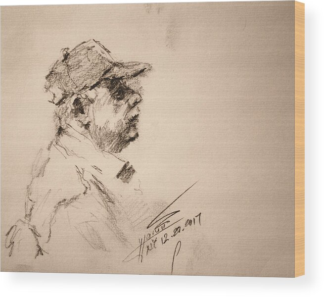 Man Wood Print featuring the drawing Sketch Man 19 by Ylli Haruni