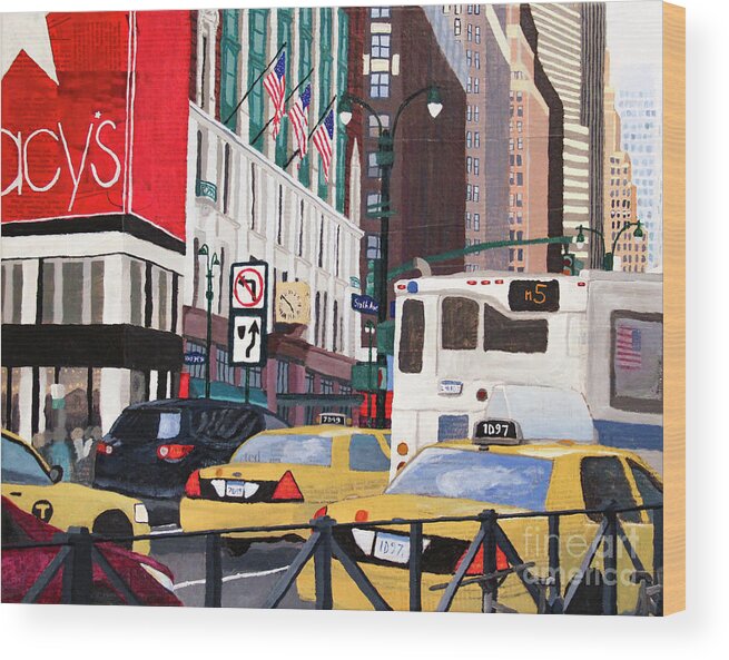 New York City Wood Print featuring the painting Slice of New York by Marina McLain