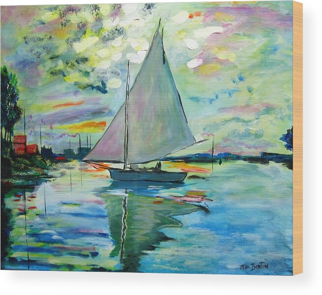 Sail Boat Wood Print featuring the painting Smooth Sailing by Mike Benton