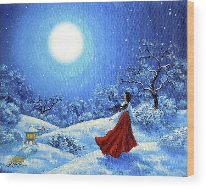 Painting Wood Print featuring the painting Snow Like Stars by Laura Iverson