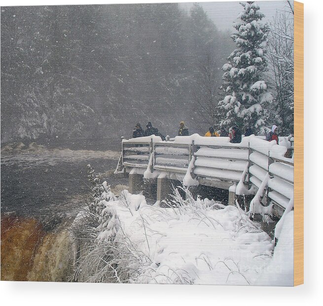 Tahquamenon Falls Wood Print featuring the photograph Snowstorm at the Falls by Scott Heister