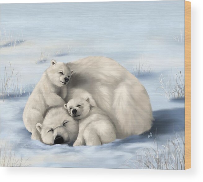 Bear Wood Print featuring the painting So much love by Veronica Minozzi