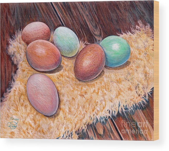 Eggs Wood Print featuring the drawing Soft Eggs by Nancy Cupp