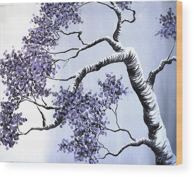 Purple Tree Wood Print featuring the painting Solace by Emily Page