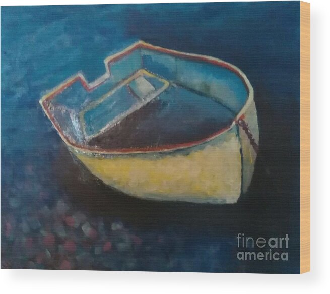 Boating Wood Print featuring the painting Solitude by Sherry Harradence