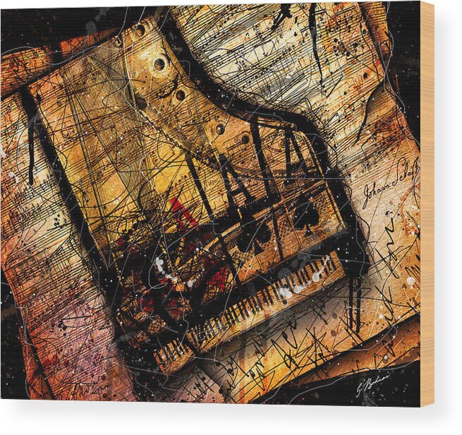 Piano Wood Print featuring the digital art Sonata In Ace Minor by Gary Bodnar