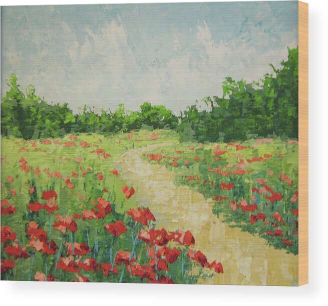 Landscape Wood Print featuring the painting South of France Rougon by Frederic Payet
