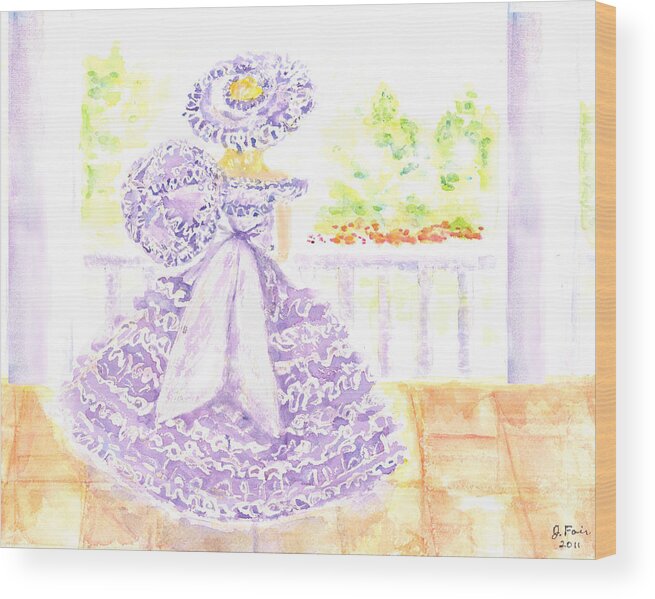  Wood Print featuring the painting Southern Belle in Lavender Dress by Jerry Fair
