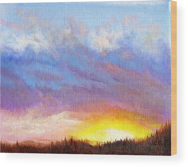 Landscape Wood Print featuring the painting Southern Sunset by JoAnne Castelli-Castor