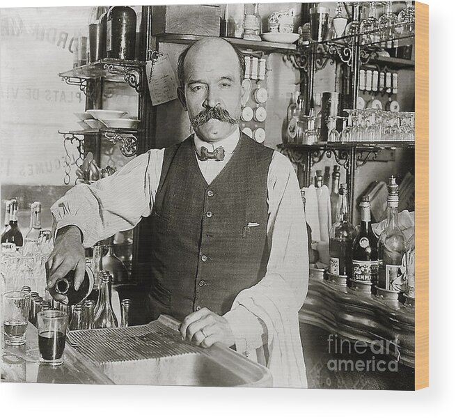 Prohibition Wood Print featuring the photograph Speakeasy Bartender by Jon Neidert