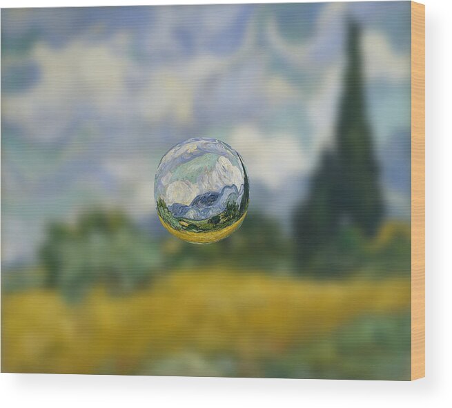 Post Modern Wood Print featuring the digital art Sphere 7 van Gogh by David Bridburg