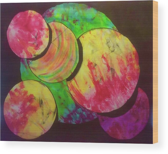 Spheres Wood Print featuring the tapestry - textile Spheres by Kay Shaffer