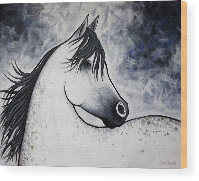 White Horse Wood Print featuring the painting Spots Of Gold by Lance Headlee