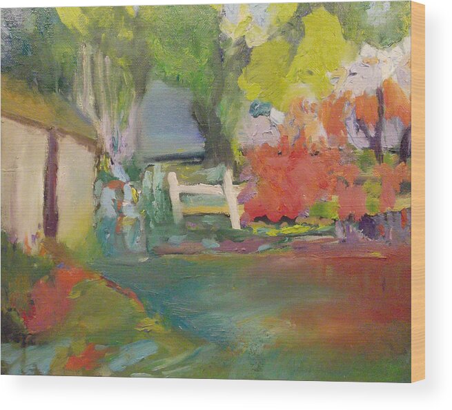 Abstract Wood Print featuring the painting Spring House by Susan Esbensen