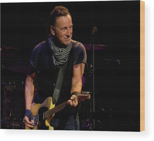 Bruce Springsteen Wood Print featuring the photograph Springsteen-Cleveland River Tour 2016 by Jeff Ross