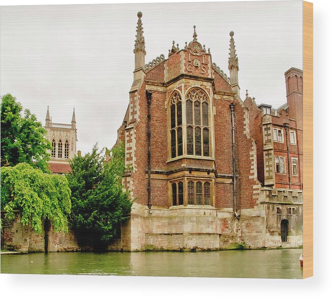 Cambridge Wood Print featuring the photograph St Johns College from the Backs. by Elena Perelman