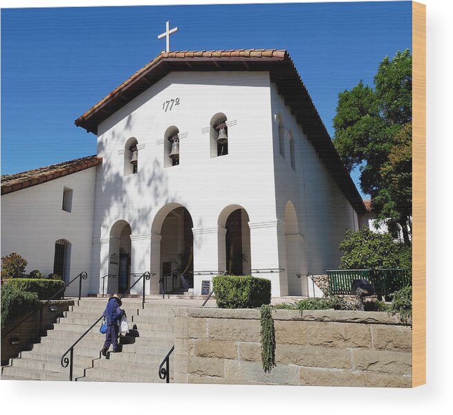 Darin Volpe Architecture Wood Print featuring the photograph Stairway to Heaven - Mission San Luis Obispo de Tolosa by Darin Volpe