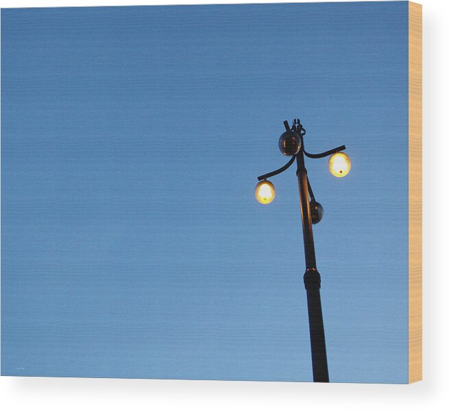 Sky Wood Print featuring the photograph Stockholm Street Lamp by Linda Woods