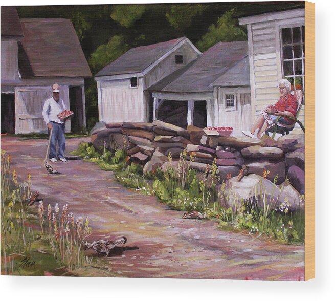 North Country Wood Print featuring the painting Strawberry Day by Nancy Griswold