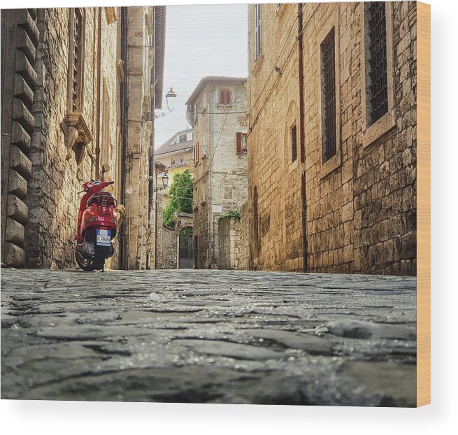 Vespa Wood Print featuring the photograph Streets of Italy by Alessandro Della Pietra
