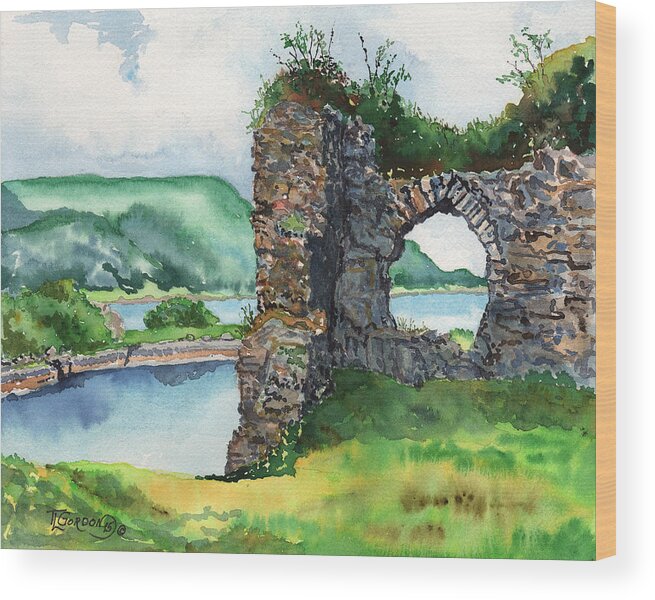 Tim Wood Print featuring the painting Strome Castle Scotland by Timithy L Gordon