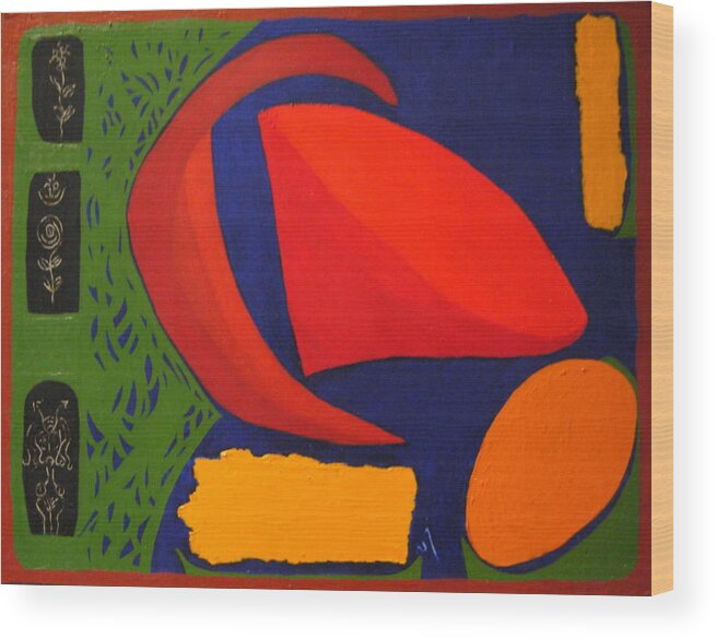 Irregular Forms; Abstract Wood Print featuring the painting Studio Number 326 by Vijayan Kannampilly