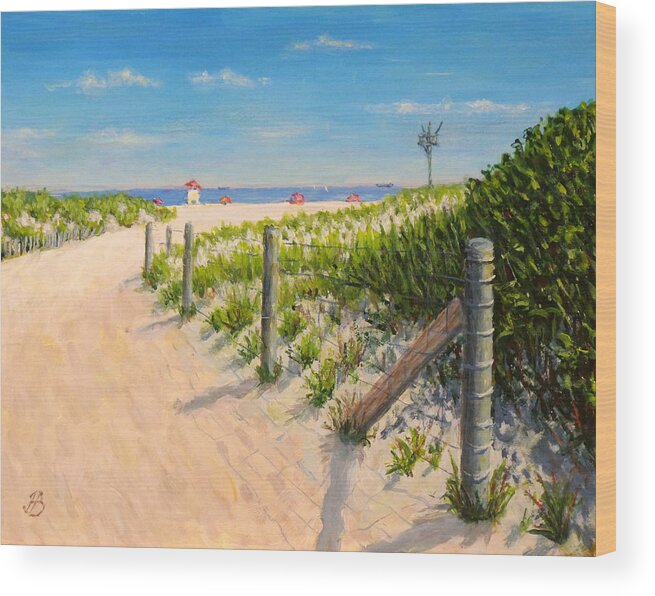 Beach Scene Wood Print featuring the painting Summer 12-28-13 by Joe Bergholm