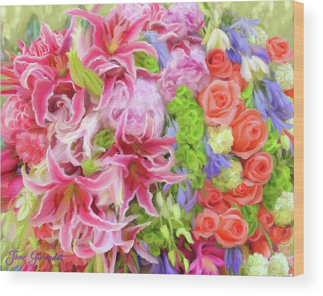 Flowers Wood Print featuring the painting Summer Bouquet by Jane Girardot