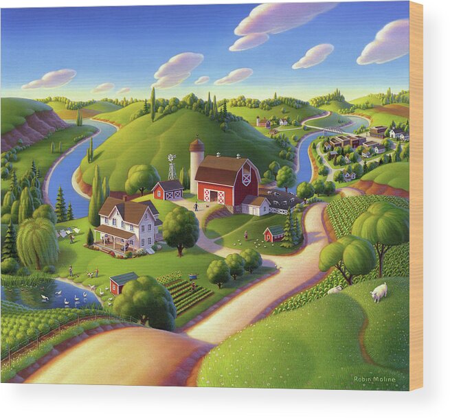 Farm Scene Wood Print featuring the painting Summer Days by Robin Moline