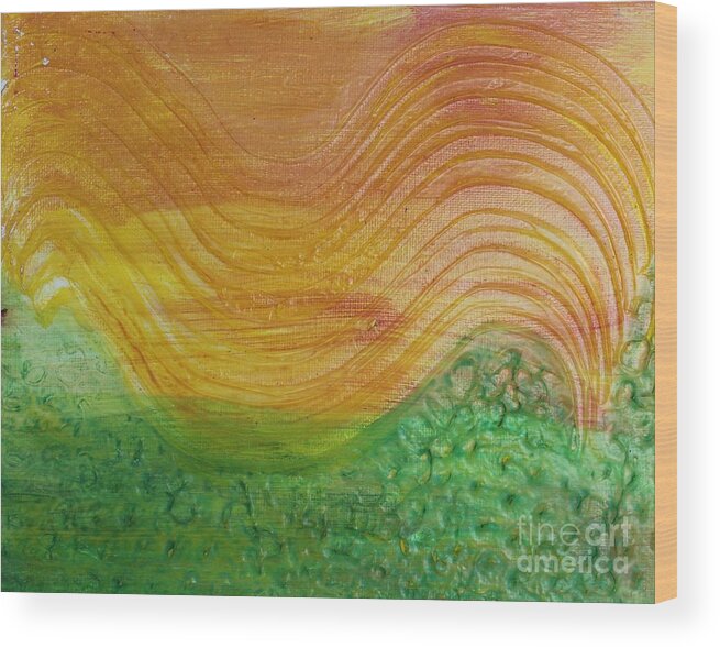 Sun Wood Print featuring the painting Sun and Grass in Harmony by Sarahleah Hankes