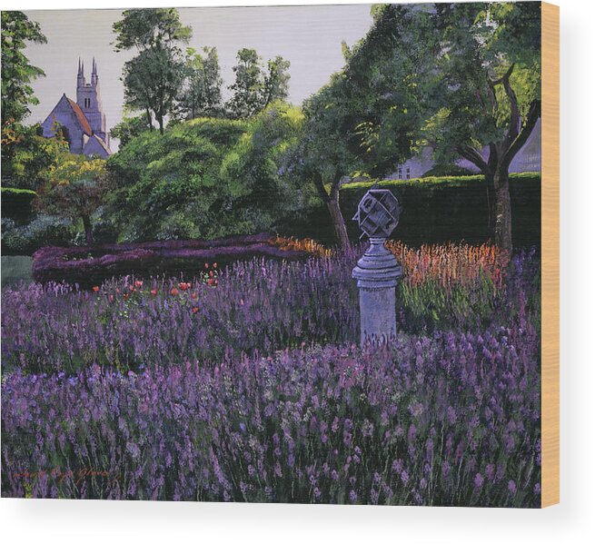 Gardens Wood Print featuring the painting Sundial Garden by David Lloyd Glover