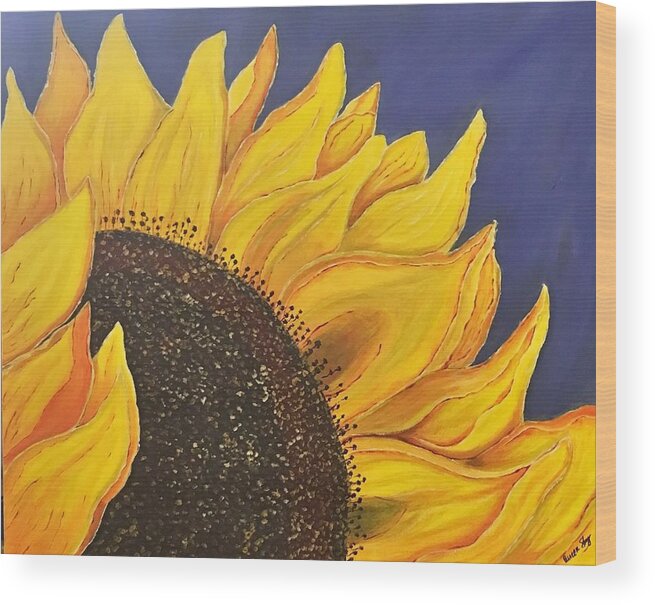 Sunflower Wood Print featuring the painting SunFlower II by Queen Gardner