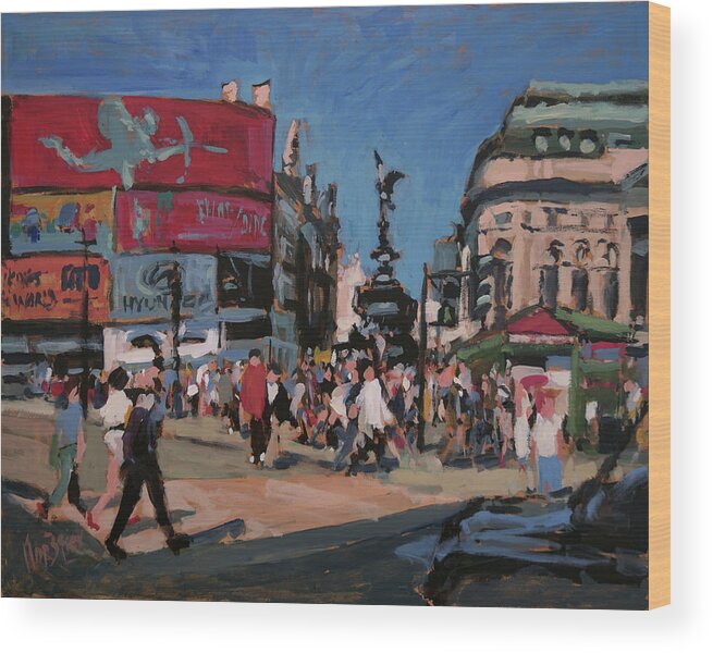 England Wood Print featuring the painting Sunny Piccadilly by Nop Briex