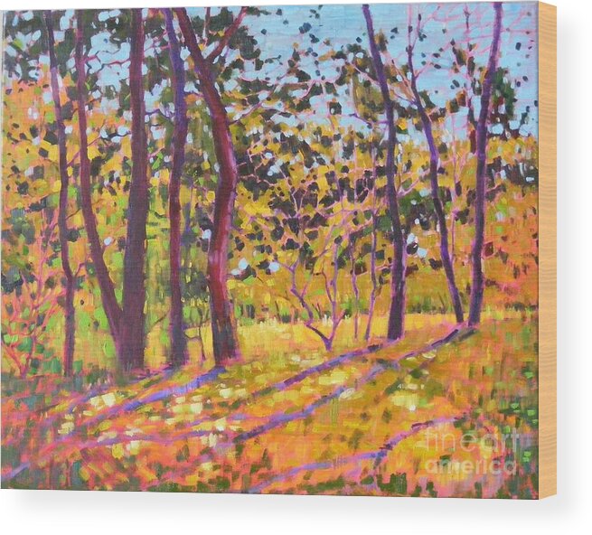 Landscape Wood Print featuring the painting Sunny place by Celine K Yong