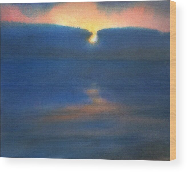 Sea Wood Print featuring the painting Sunset 1 by Valeriy Mavlo