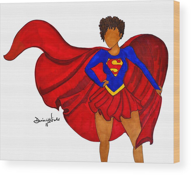 Superhero Wood Print featuring the photograph Superwoman I am by Diamin Nicole