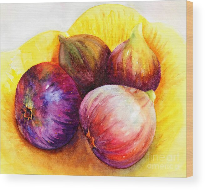 Figs Wood Print featuring the painting Susan's Figs by Bonnie Rinier