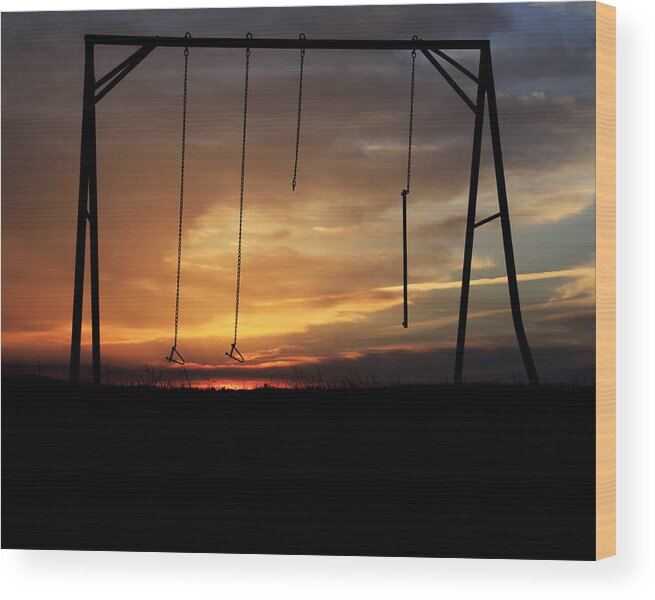 Ks Wood Print featuring the photograph Swingset Sunset by Christopher McKenzie