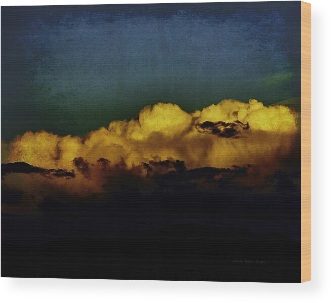 Taos Wood Print featuring the mixed media Taos Clouds by Charles Muhle