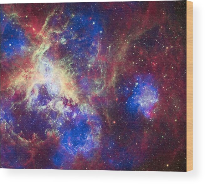 Background Wood Print featuring the painting Tarantula Nebula 2 by Celestial Images